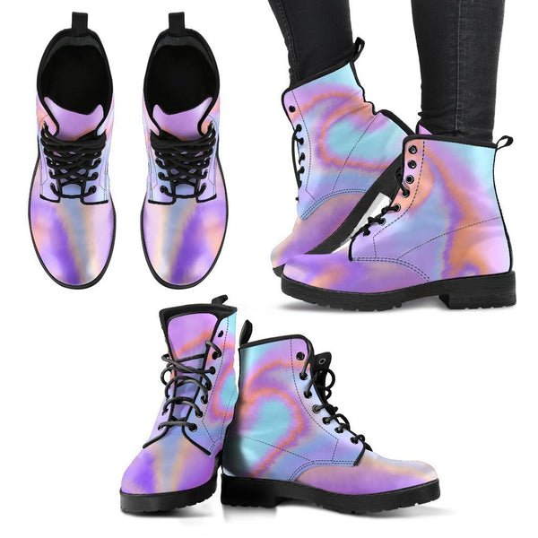 Combat Boots - Abstract Art | Purple Boots for Women Vegan