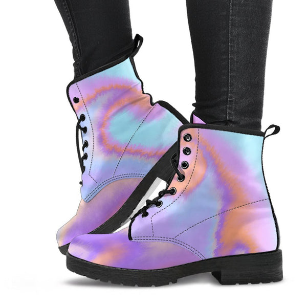 Combat Boots - Abstract Art | Purple Boots for Women Vegan