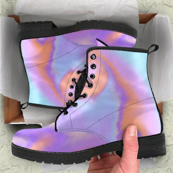 Combat Boots - Abstract Art | Purple Boots for Women Vegan