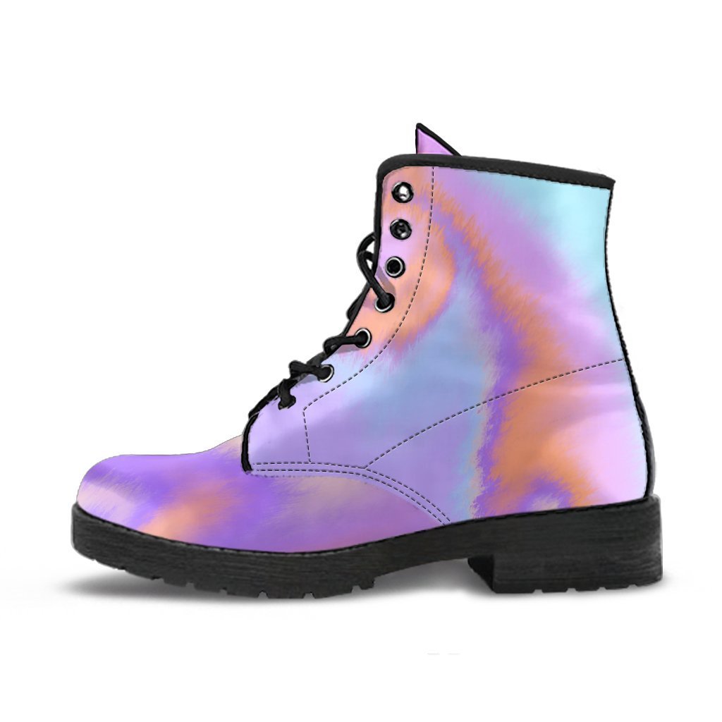 Combat Boots - Abstract Art | Purple Boots for Women Vegan