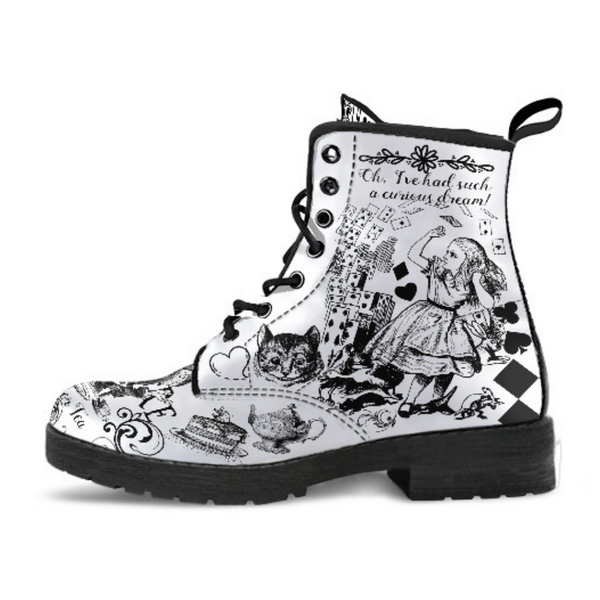 Combat Boots-Alice in Wonderland Gifts #101 Black and White