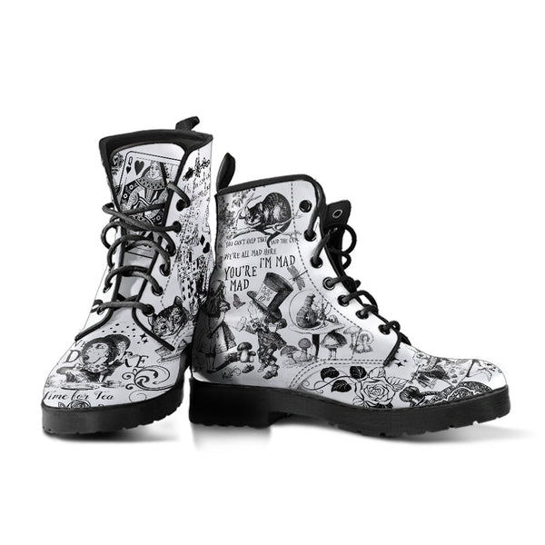 Combat Boots-Alice in Wonderland Gifts #101 Black and White