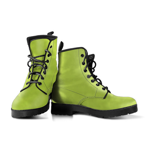 Combat Boots - Apple Green | Vegan Leather Lace Up Handmade