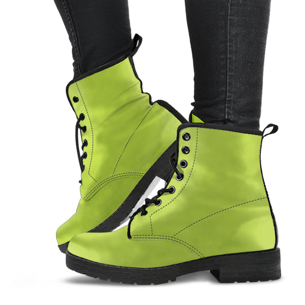 Combat Boots - Apple Green | Vegan Leather Lace Up Handmade