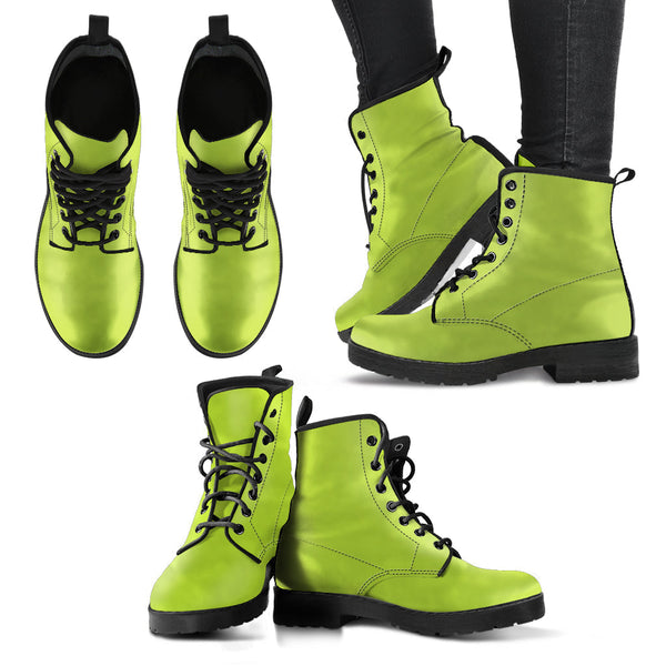 Combat Boots - Apple Green | Vegan Leather Lace Up Handmade