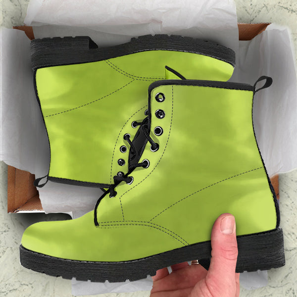 Combat Boots - Apple Green | Vegan Leather Lace Up Handmade