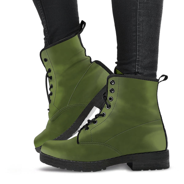 Combat Boots - Army Green | Vegan Leather Lace Up Handmade