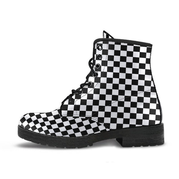 Combat Boots - B&W Checkers | Boho Shoes Goth Boots Gothic