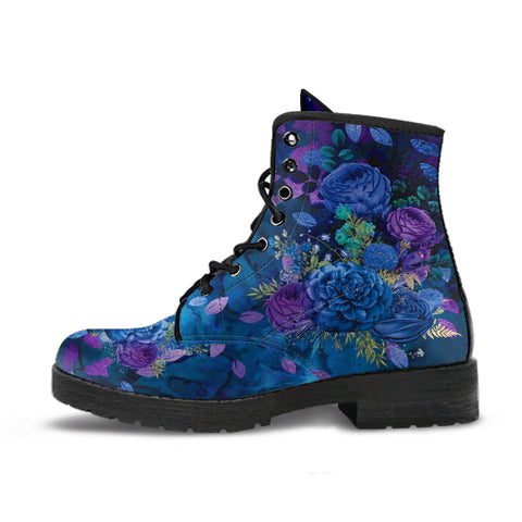 Combat Boots - Beautiful Flowers #101 Blue | Cute Aesthetic