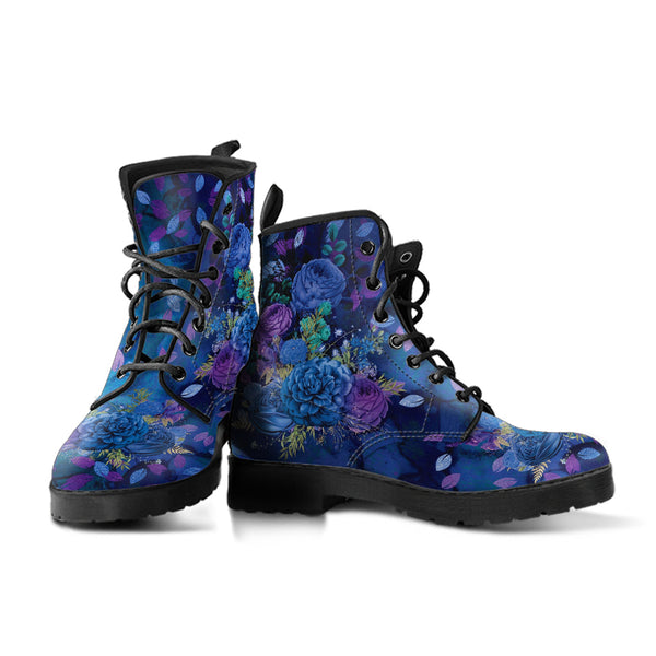 Combat Boots - Beautiful Flowers #101 Blue | Cute Aesthetic
