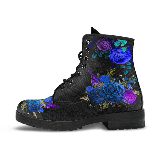 Combat Boots - Beautiful Flowers #101 | Women’s Black