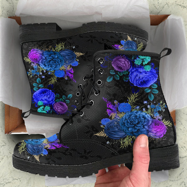 Combat Boots - Beautiful Flowers #101 | Women’s Black