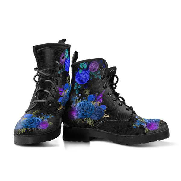 Combat Boots - Beautiful Flowers #101 | Women’s Black