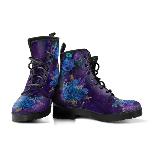 Combat Boots - Beautiful Flowers #101B | Women’s Black