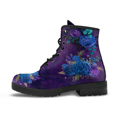 Combat Boots - Beautiful Flowers #101B | Women’s Black