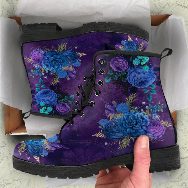 Combat Boots - Beautiful Flowers #101B | Women’s Black