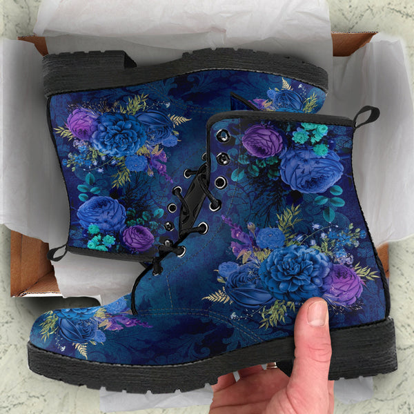 Combat Boots - Beautiful Flowers #101C | Women’s Black