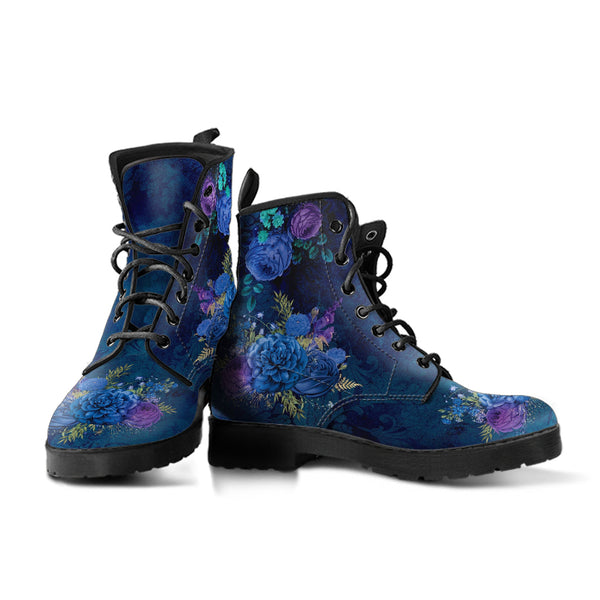 Combat Boots - Beautiful Flowers #101C | Women’s Black