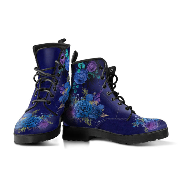 Combat Boots - Beautiful Flowers #101D | Women’s Black