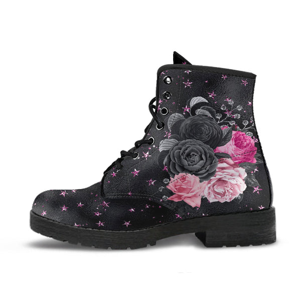 Combat Boots - Beautiful Flowers #109 Pink Stars