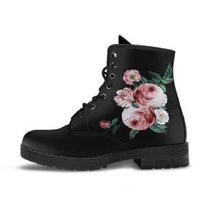 Combat Boots - Beautiful Flowers #11 Black | Women’s