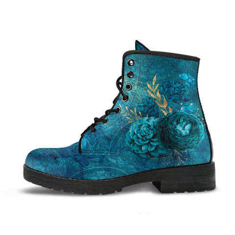 Combat Boots - Beautiful Flowers #110 Green | Cute