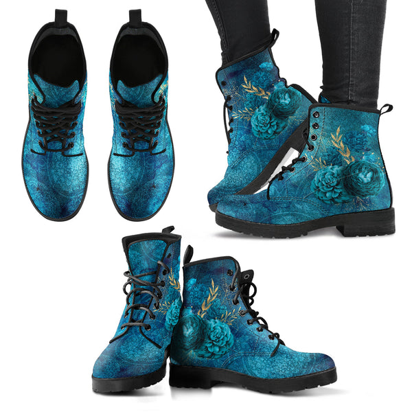 Combat Boots - Beautiful Flowers #110 Green | Cute