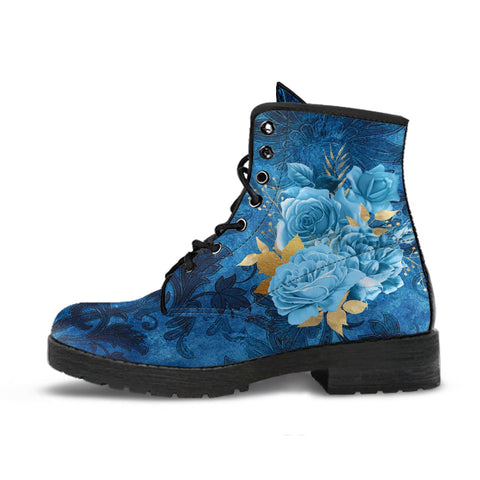 Combat Boots - Beautiful Flowers #111 Blue | Cute Aesthetic