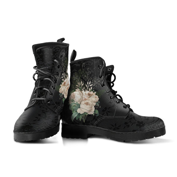 Combat Boots - Beautiful Flowers #21 | Women’s Black