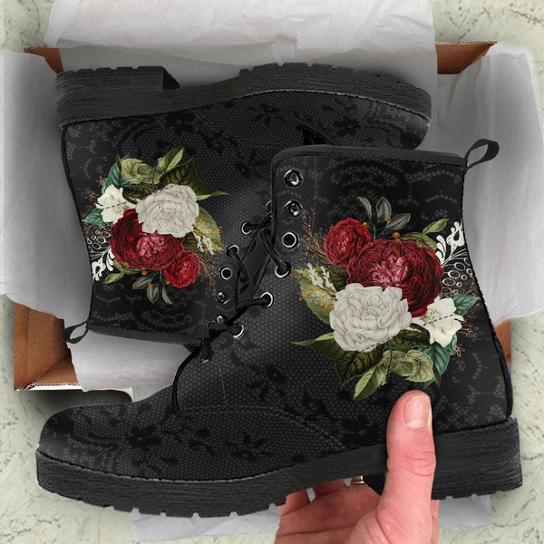 Combat Boots - Beautiful Flowers #31 | Women’s Black