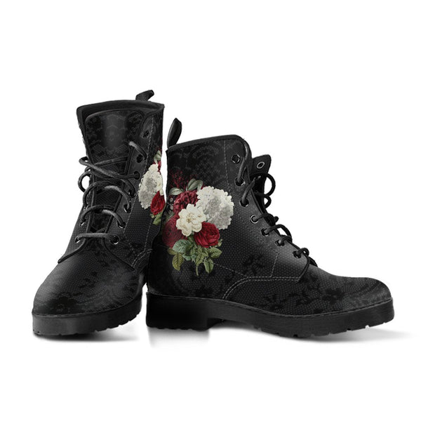 Combat Boots - Beautiful Flowers #31 | Women’s Black