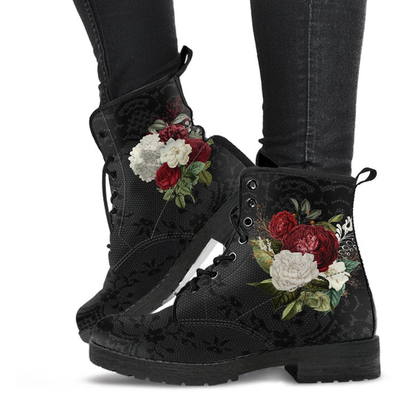 Combat Boots - Beautiful Flowers #31 | Women’s Black