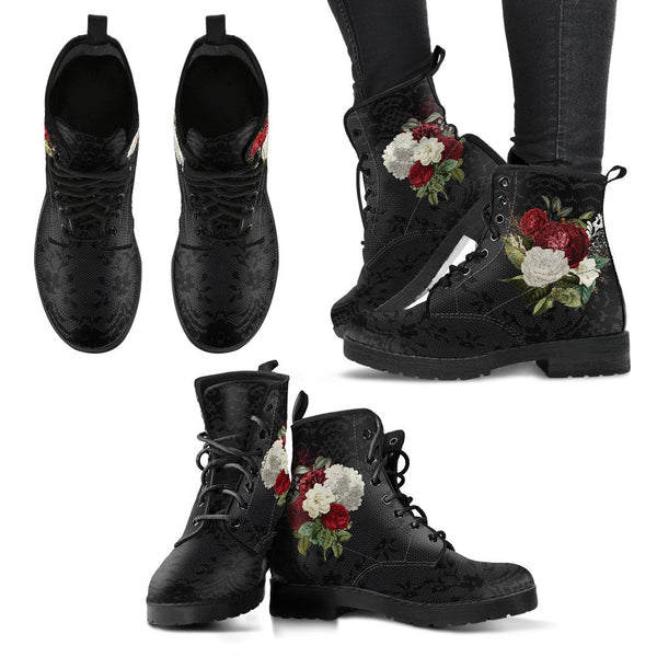 Combat Boots - Beautiful Flowers #31 | Women’s Black