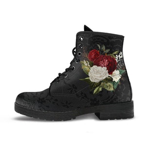 Combat Boots - Beautiful Flowers #31 | Women’s Black