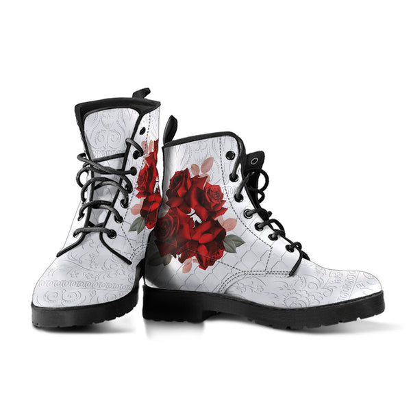 Combat Boots - Beautiful Red Roses #102 | Boho Shoes