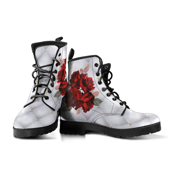 Combat Boots - Beautiful Red Roses #103 | Boho Shoes