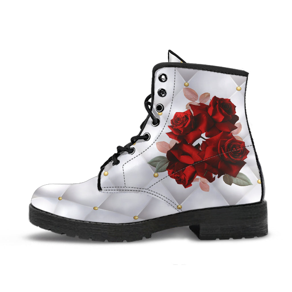 Combat Boots - Beautiful Red Roses #103 | Boho Shoes