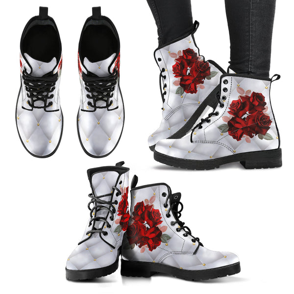 Combat Boots - Beautiful Red Roses #103 | Boho Shoes