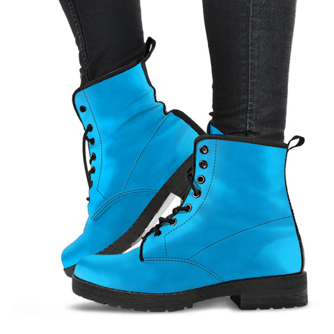 Combat Boots - Blue | Boho Shoes Handmade Lace Up Boots