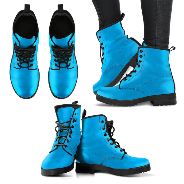 Combat Boots - Blue | Boho Shoes Handmade Lace Up Boots