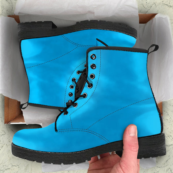 Combat Boots - Blue | Boho Shoes Handmade Lace Up Boots