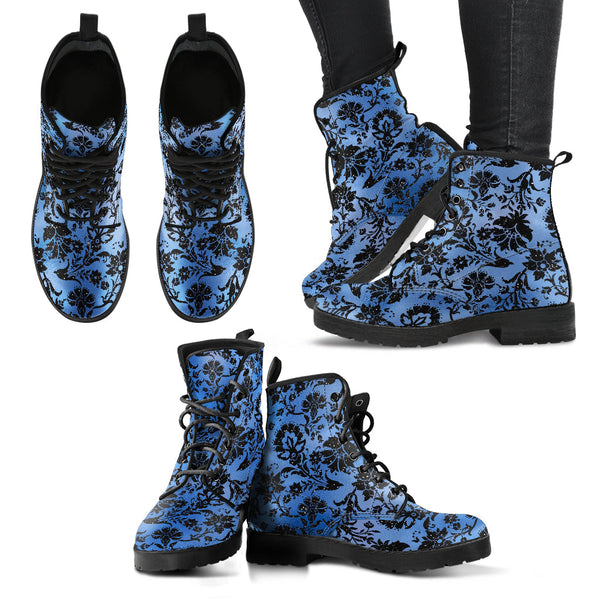 Combat Boots - Blue Pattern #101 | Unisex Adult Shoes Vegan