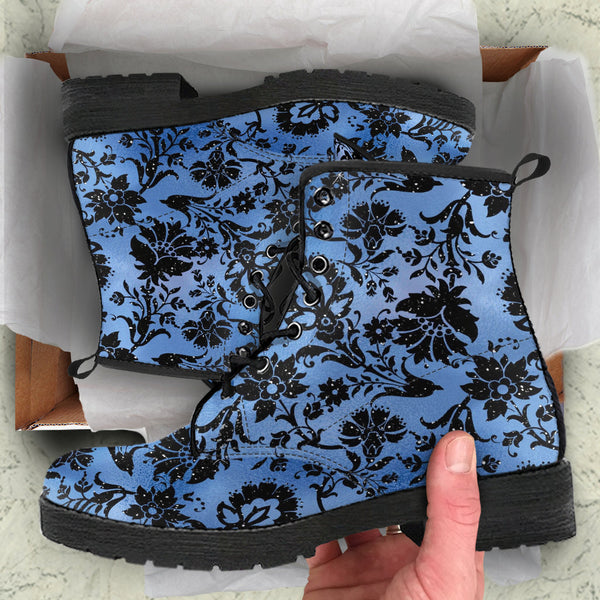 Combat Boots - Blue Pattern #101 | Unisex Adult Shoes Vegan