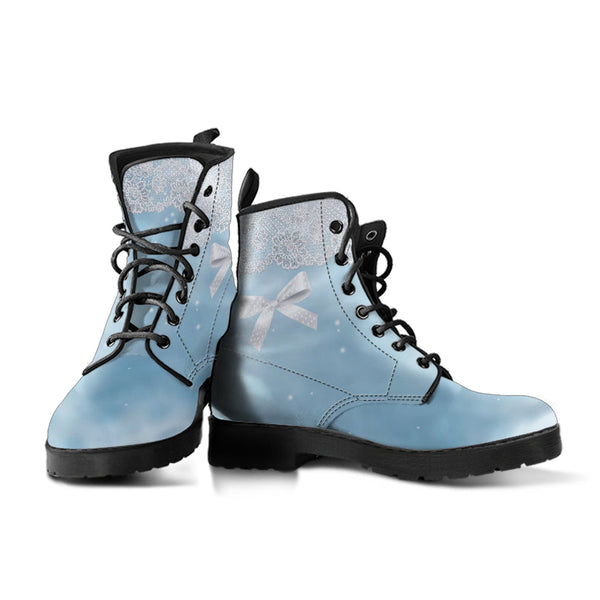 Combat Boots - Bow Series #101 Blue | Vegan Leather