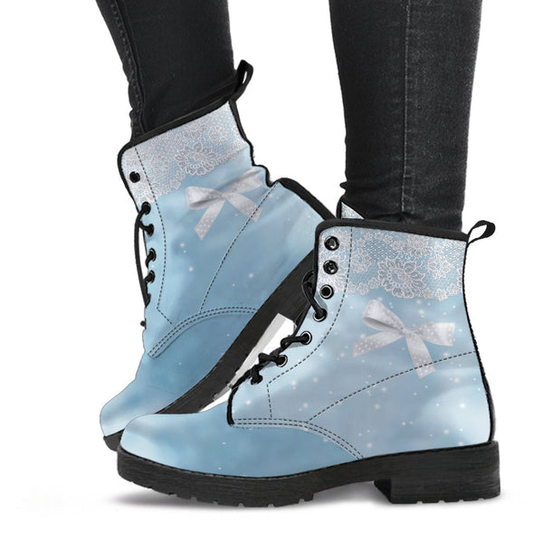 Combat Boots - Bow Series #101 Blue | Vegan Leather