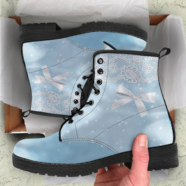 Combat Boots - Bow Series #101 Blue | Vegan Leather