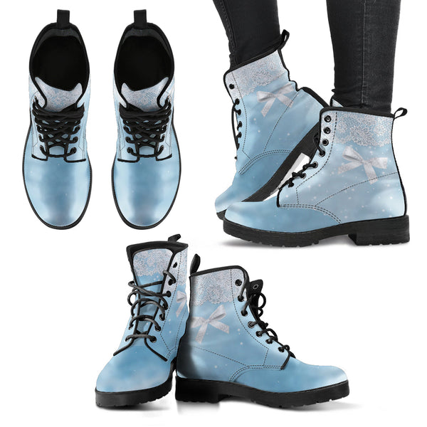 Combat Boots - Bow Series #101 Blue | Vegan Leather