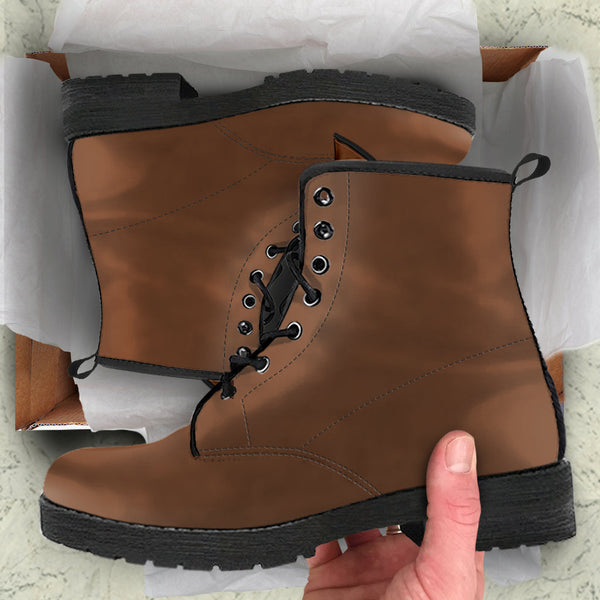 Combat Boots - Brown | Boho Cute Shoes Handmade Vegan