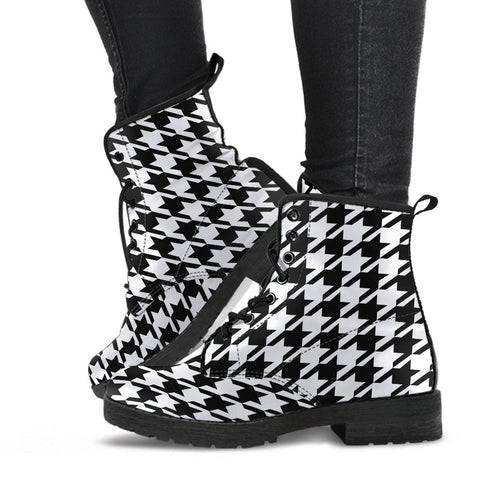 Combat Boots - Classic Black & White Houndstooth | Black