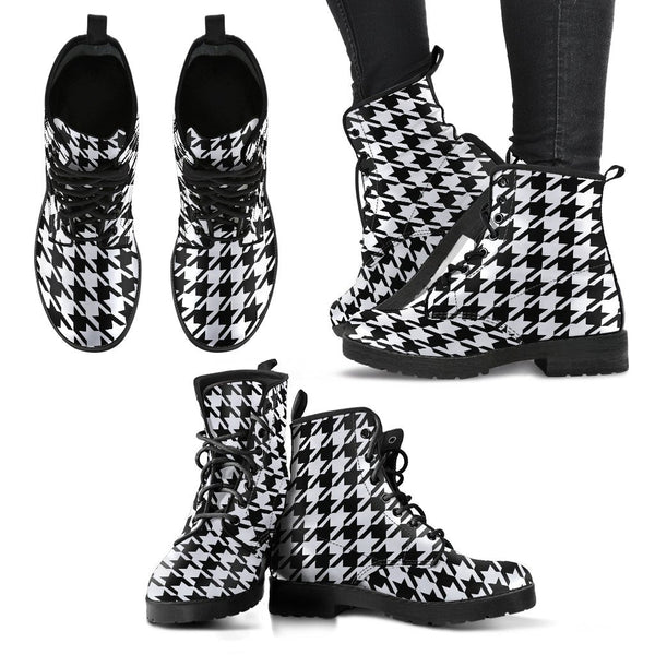 Combat Boots - Classic Black & White Houndstooth | Black